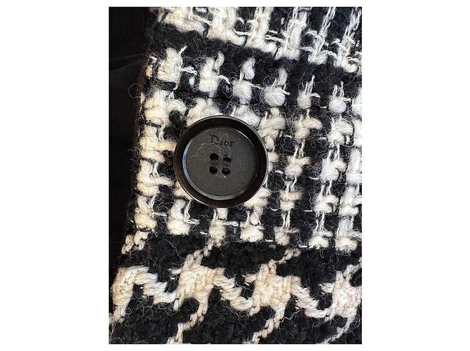 Christian Dior Tweed Coat Black and White Wool - view 13