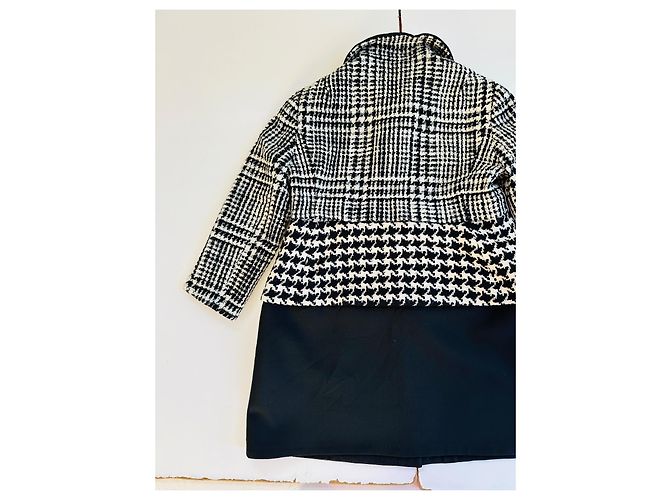Christian Dior Tweed Coat Black and White Wool - view 14