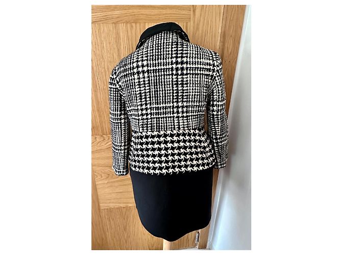 Christian Dior Tweed Coat Black and White Wool - view 3
