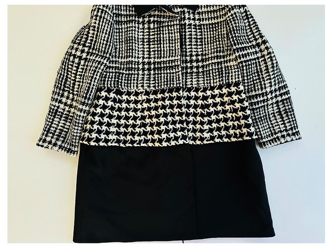 Christian Dior Tweed Coat Black and White Wool - view 6