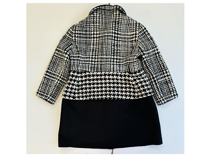Christian Dior Tweed Coat Black and White Wool - view 7