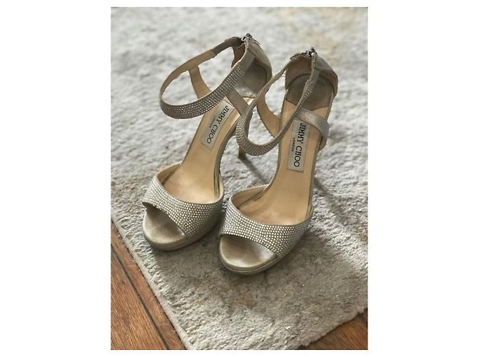 Sandali JIMMY CHOO T.EU 36 Tessuto Beige - vista 2