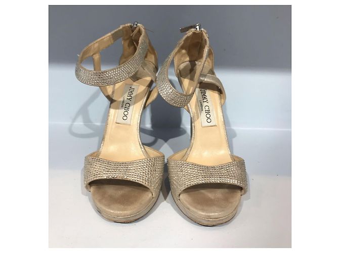 Sandali JIMMY CHOO T.EU 36 Tessuto Beige - vista 3
