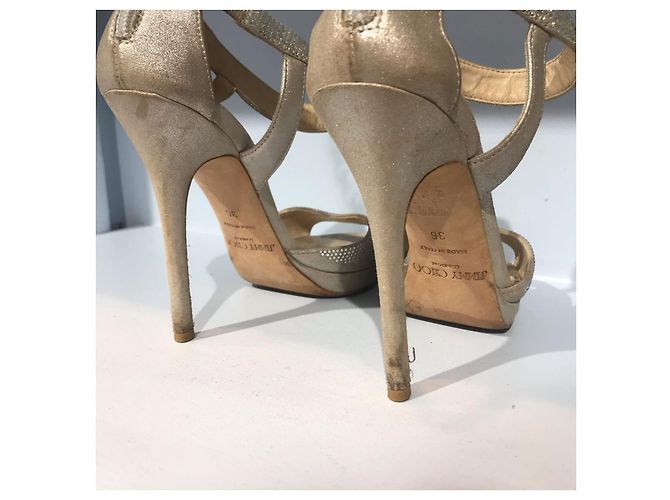 Sandali JIMMY CHOO T.EU 36 Tessuto Beige - vista 6