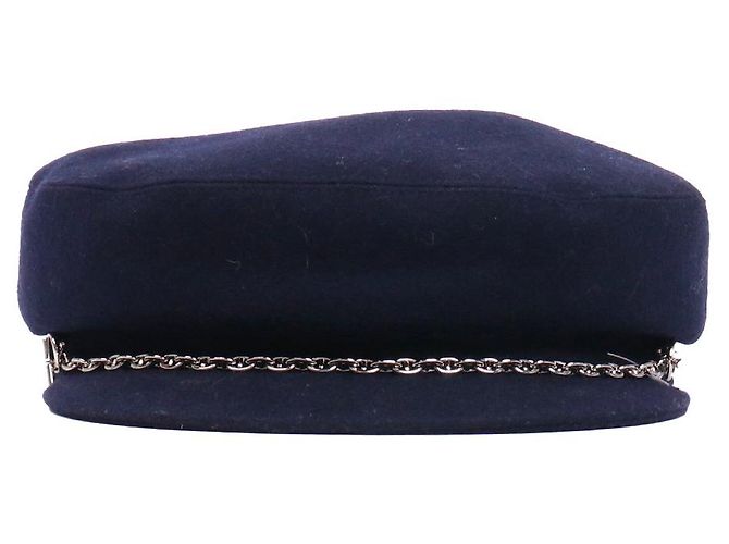 HERMÈS - Hermès Belle-Ile Mütze aus marineblauem Kaschmir (Größe 57) - Ansicht 2