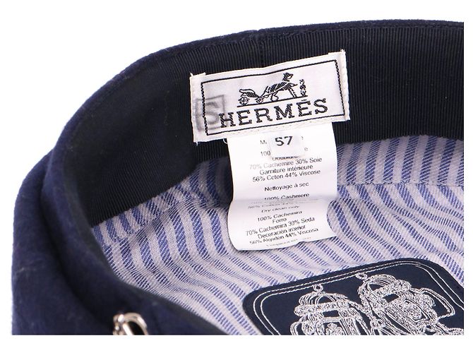 HERMÈS - Hermès Belle-Ile Mütze aus marineblauem Kaschmir (Größe 57) - Ansicht 6