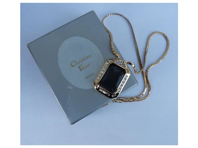 Dior Art Déco Halskette Gold Metall Schwarzer Stein Golden Anthrazitgrau - Ansicht 3