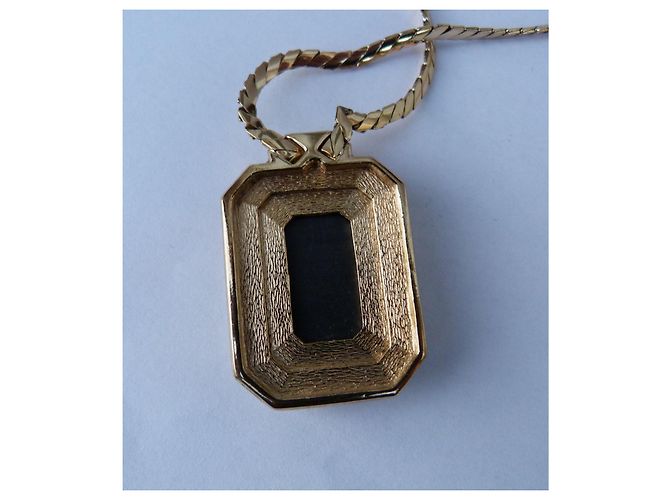 Dior Art Déco Halskette Gold Metall Schwarzer Stein Golden Anthrazitgrau - Ansicht 6