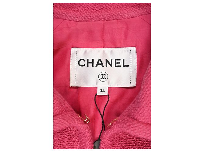 Timeless Giacca Chanel a quattro tasche con gancio e occhiello in tweed di cotone rosa - vista 10