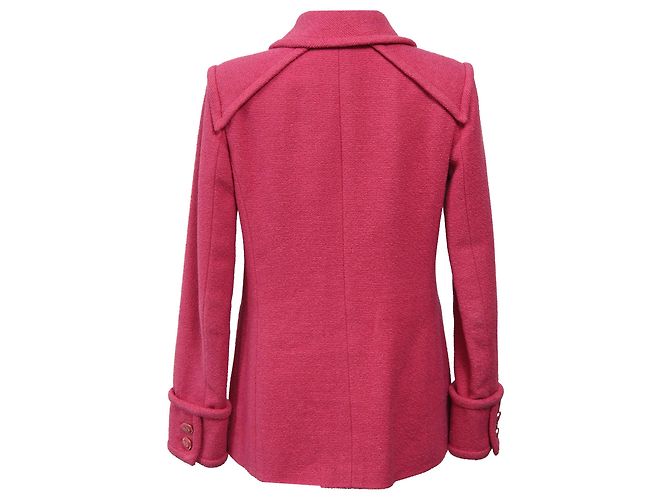 Timeless Giacca Chanel a quattro tasche con gancio e occhiello in tweed di cotone rosa - vista 3
