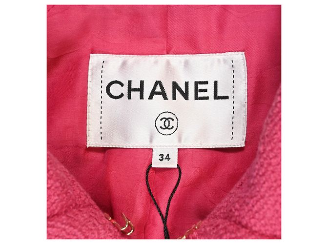 Timeless Giacca Chanel a quattro tasche con gancio e occhiello in tweed di cotone rosa - vista 5