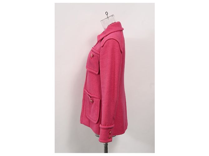 Timeless Giacca Chanel a quattro tasche con gancio e occhiello in tweed di cotone rosa - vista 7