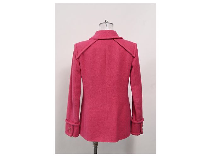 Timeless Giacca Chanel a quattro tasche con gancio e occhiello in tweed di cotone rosa - vista 8