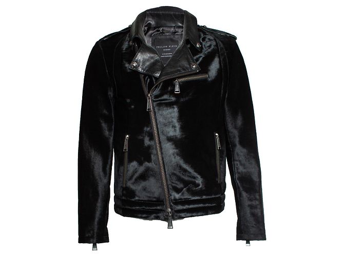 Philipp Plein Ponyskin Reißverschlussjacke Schwarz - Ansicht 2