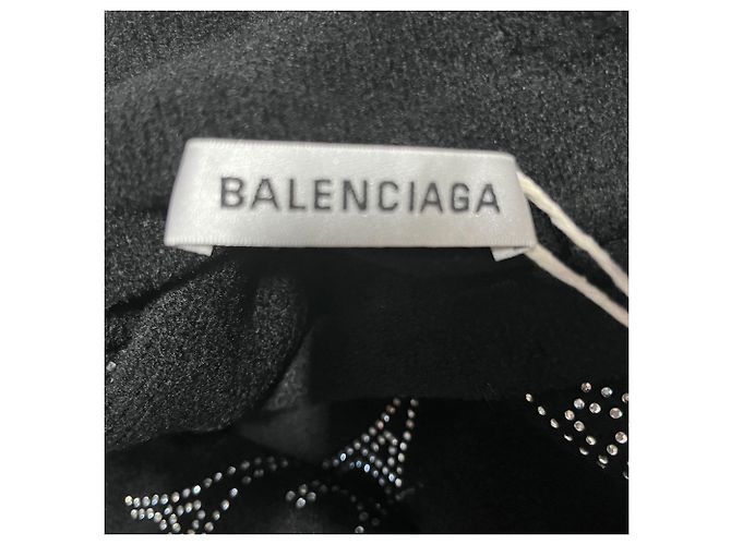 Balenciaga Eiffel Paris Kristall Rollkragenpulloverkleid aus schwarzer Wolle - Ansicht 4