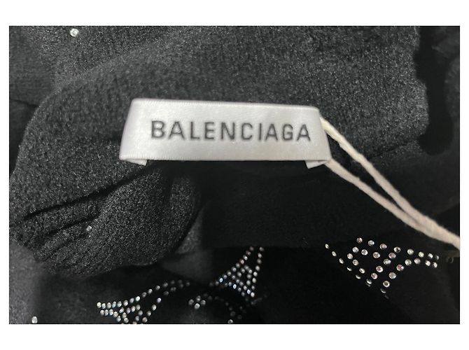 Balenciaga Eiffel Paris Kristall Rollkragenpulloverkleid aus schwarzer Wolle - Ansicht 8