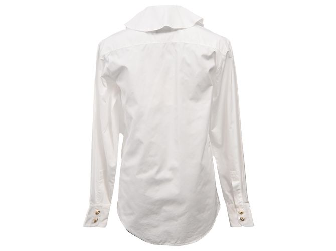 Timeless Camicia a maniche lunghe in cotone bianco con bottoni decorati Chanel - vista 3