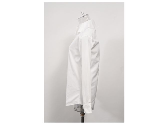 Timeless Camicia a maniche lunghe in cotone bianco con bottoni decorati Chanel - vista 7