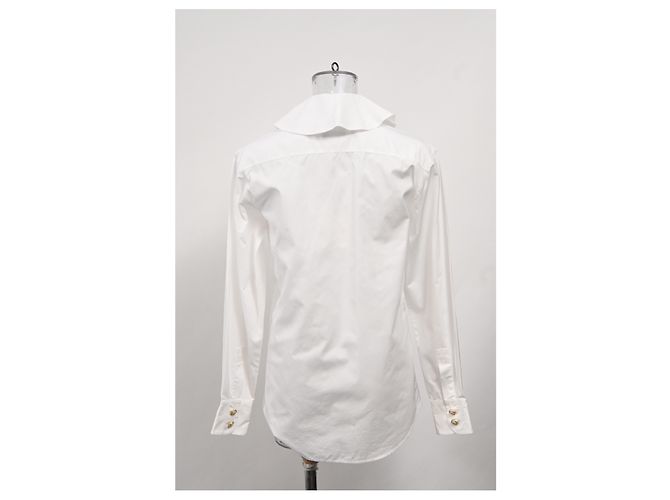 Timeless Camicia a maniche lunghe in cotone bianco con bottoni decorati Chanel - vista 8