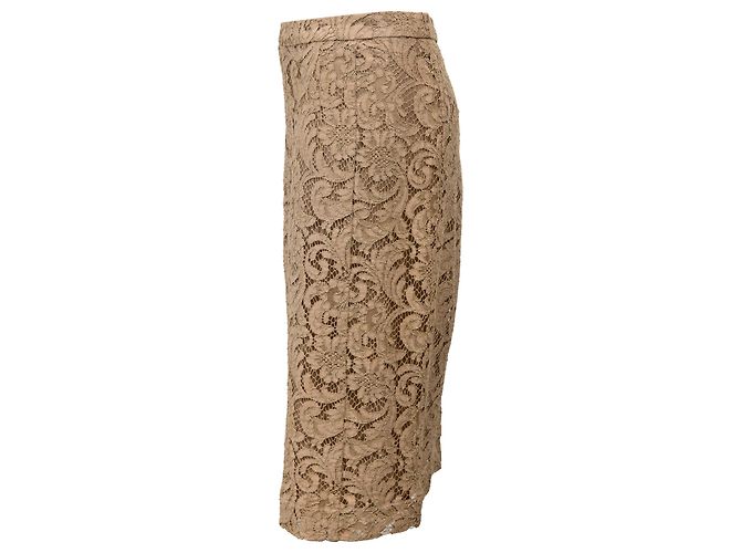 Falda lápiz midi de encaje Burberry en poliéster marrón Castaño - vista 2