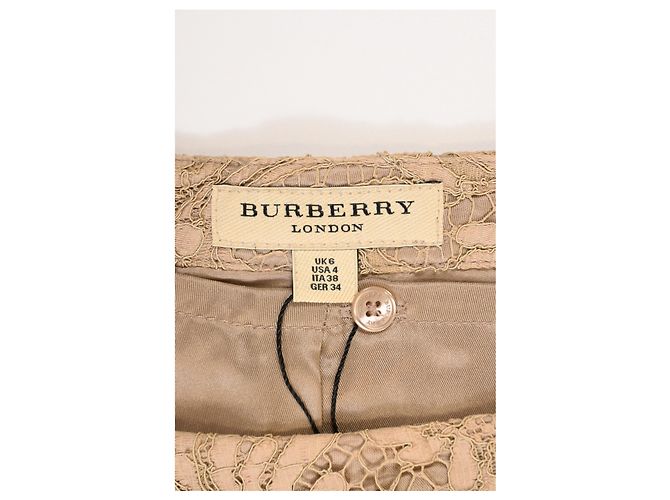 Falda lápiz midi de encaje Burberry en poliéster marrón Castaño - vista 9