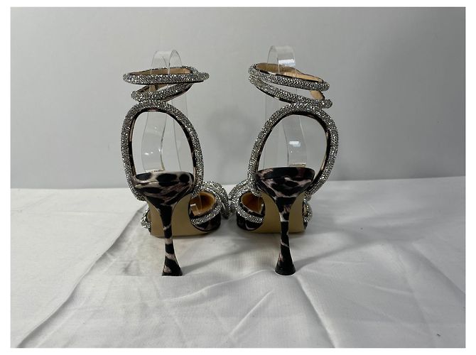 Pompes à bride cheville ornées d'un nœud léopard Mach & Mach en polyester noir - vue 14