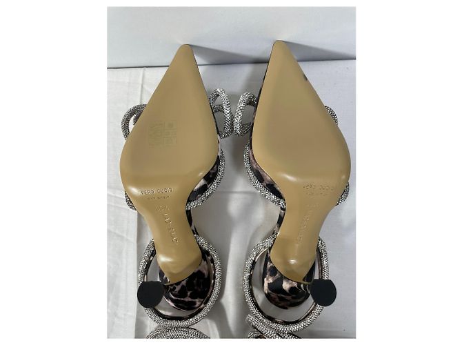 Pompes à bride cheville ornées d'un nœud léopard Mach & Mach en polyester noir - vue 15