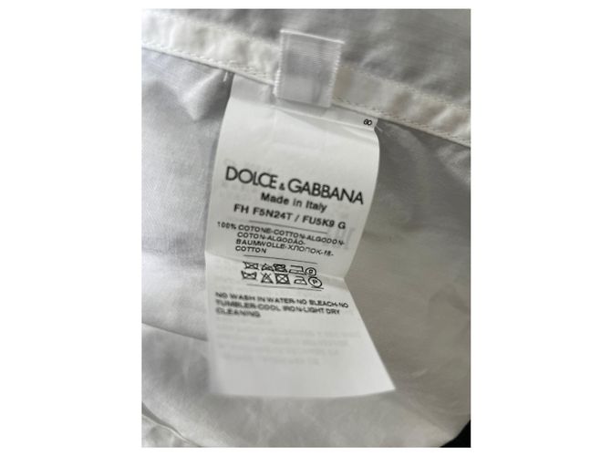 Camisa con lazo Dolce & Gabbana en algodón blanco Crudo - vista 12