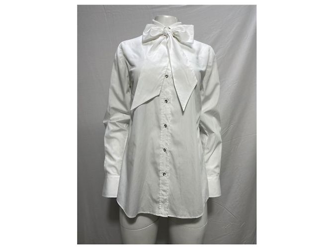 Camisa con lazo Dolce & Gabbana en algodón blanco Crudo - vista 14