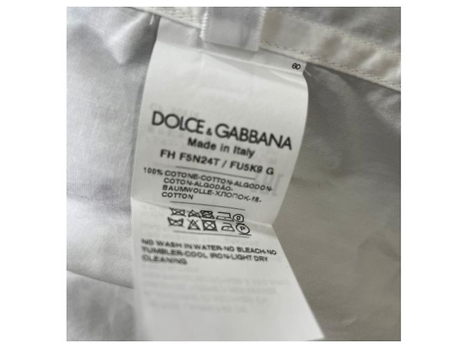 Camisa con lazo Dolce & Gabbana en algodón blanco Crudo - vista 6