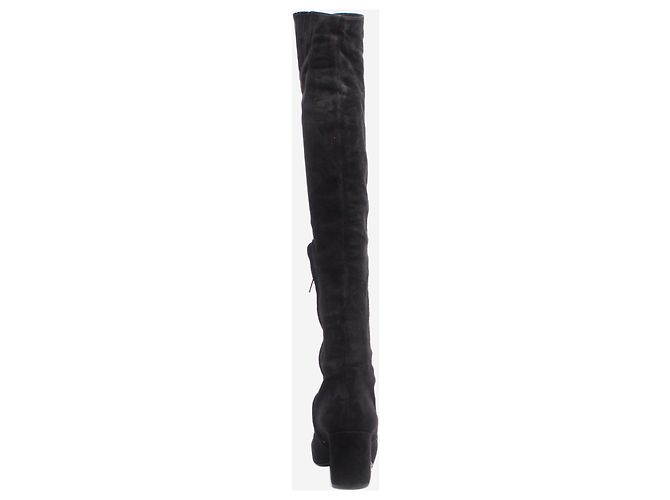Saint Laurent Black suede thigh-high boots - size EU 37 - view 3