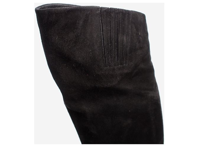 Saint Laurent Black suede thigh-high boots - size EU 37 - view 5