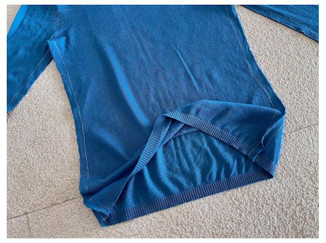 Blauer Pullover von Adolfo Dominguez mit Wasserfallausschnitt Größe S - Ansicht 10