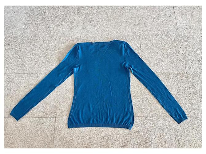 Blauer Pullover von Adolfo Dominguez mit Wasserfallausschnitt Größe S - Ansicht 3