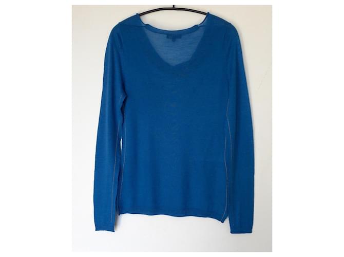 Blauer Pullover von Adolfo Dominguez mit Wasserfallausschnitt Größe S - Ansicht 4