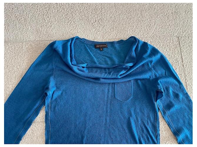 Blauer Pullover von Adolfo Dominguez mit Wasserfallausschnitt Größe S - Ansicht 5
