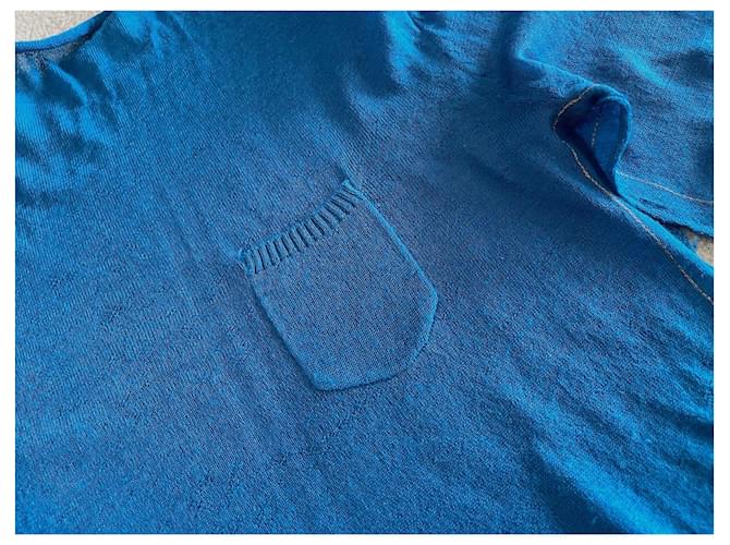 Blauer Pullover von Adolfo Dominguez mit Wasserfallausschnitt Größe S - Ansicht 9