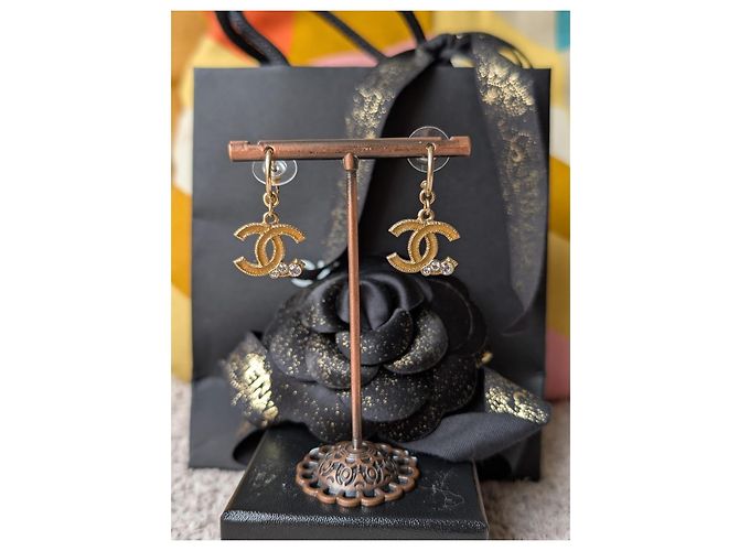 Chanel Orecchini CoCoMark in cristallo GHW tono giallo 10A con scatola D'oro - vista 13