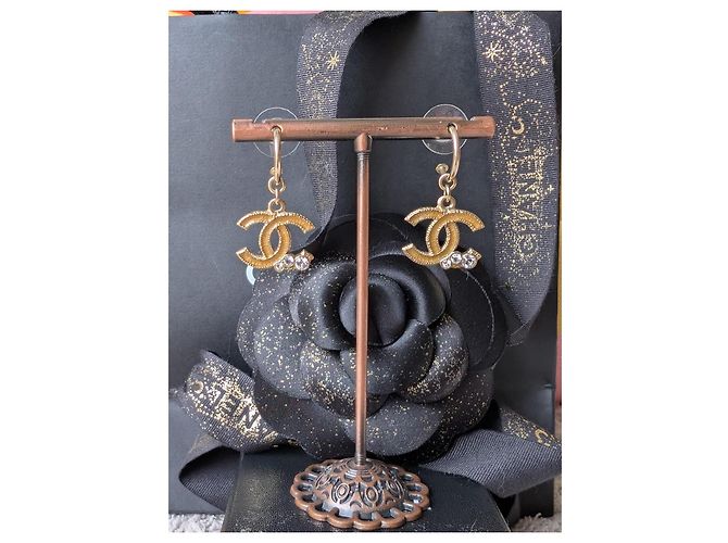 Chanel Orecchini CoCoMark in cristallo GHW tono giallo 10A con scatola D'oro - vista 2