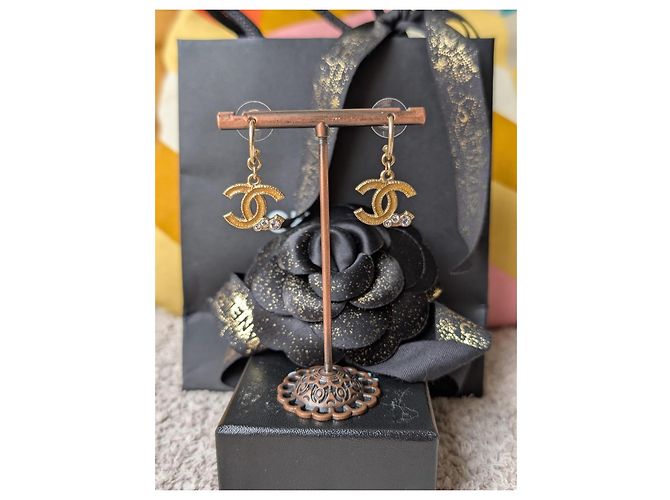 Chanel Orecchini CoCoMark in cristallo GHW tono giallo 10A con scatola D'oro - vista 4
