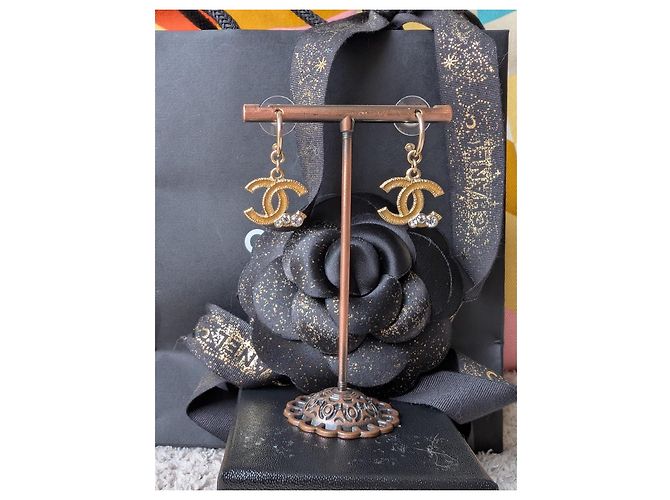 Chanel Orecchini CoCoMark in cristallo GHW tono giallo 10A con scatola D'oro - vista 5