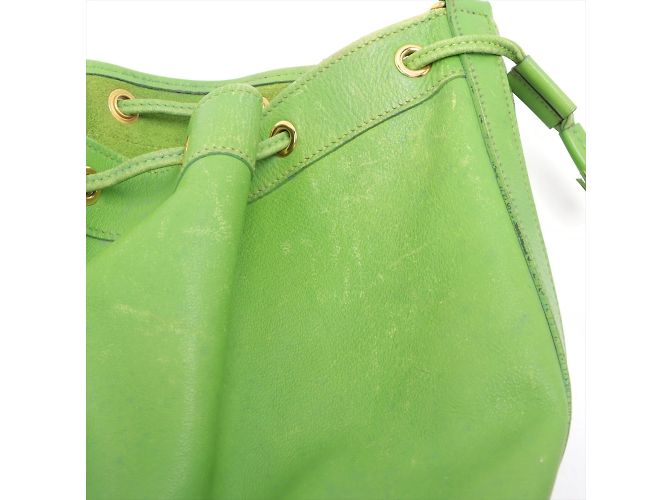 Market Hermès Hermes Schultertasche aus hellgrünem Leder - Ansicht 9