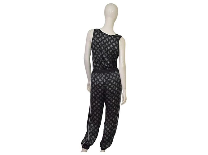 Set John Richmond in seta nera top senza maniche e pantaloni S Nero - vista 10