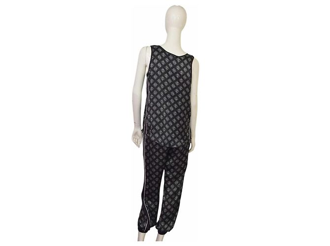 Set John Richmond in seta nera top senza maniche e pantaloni S Nero - vista 2