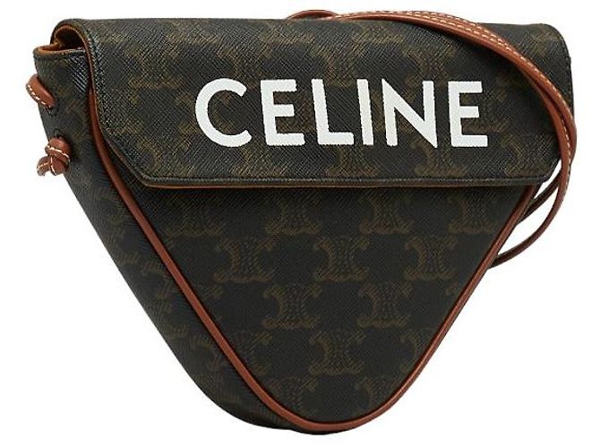 Céline Sac à épaule Triangle Triomphe Celine en cuir PVC Marron - vue 2