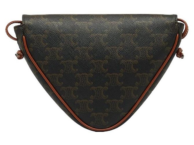 Céline Sac à épaule Triangle Triomphe Celine en cuir PVC Marron - vue 3