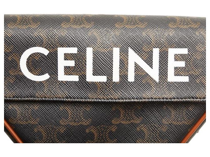 Céline Sac à épaule Triangle Triomphe Celine en cuir PVC Marron - vue 5