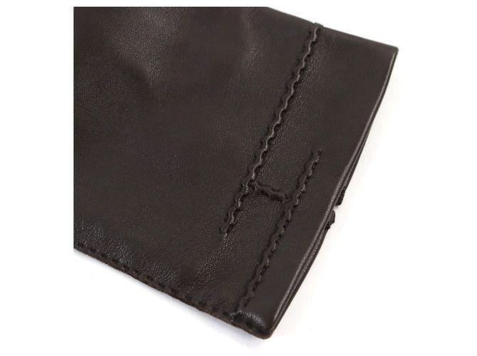 Hermès Guanti da uomo in pelle di agnello e seta con logo H HERMES Marrone - vista 4