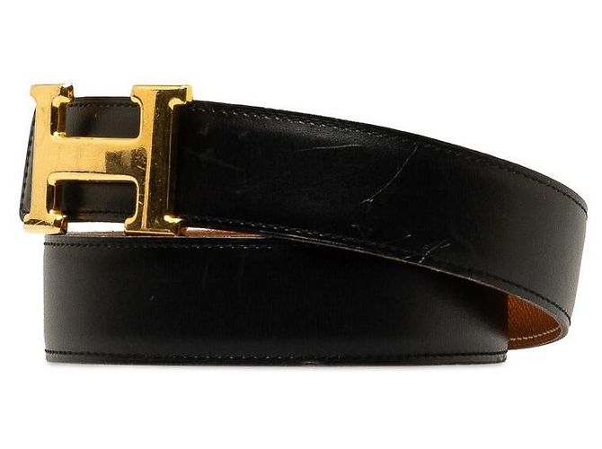 Hermès Hermes Leder Constance Gürtel mit H-Schnalle Schwarz - Ansicht 2