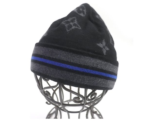 Beanie in lana a righe Monogram Louis Vuitton M76821 Nero - vista 2